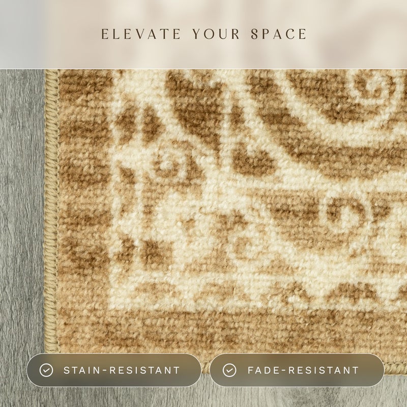 Maples Rugs Pelham Transitional Area Rugs - Made in USA - Washable, Non Slip, Indoor Carpet for Entryway, Foyer, Kitchen, and Bathroom, 1'8 x 2'10, Khaki - Image 4
